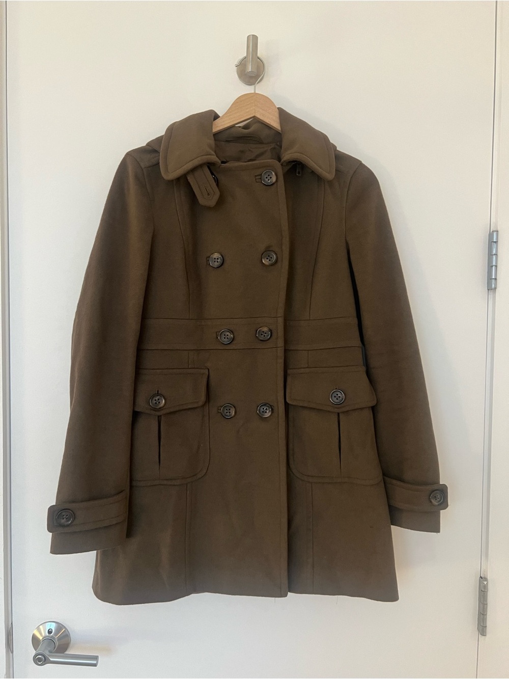 French Connection Double-Breasted Brown Wool Coat